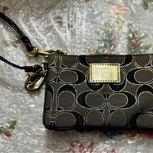 Coach Black and Gold Signature Wristlet